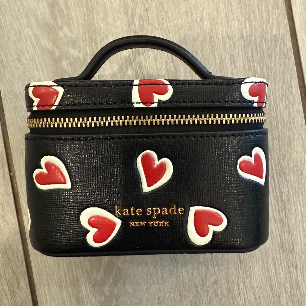 Kate Spade Genuine Leather Embossed Heart Jewelry Case